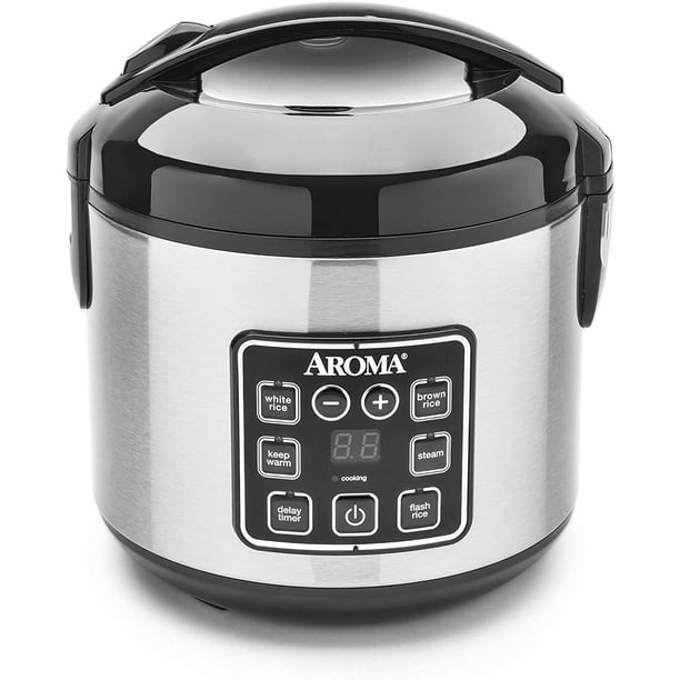 Simple 1-Touch 8-Cup Rice Cooker and Food Steamer While Rice Cooks Below 